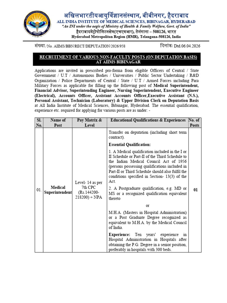 Detailed Deputation Advertisement | PDF | Postgraduate Education