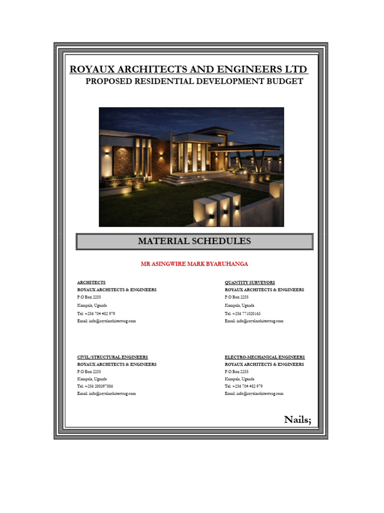 Material Schedules | PDF | Building | Civil Engineering