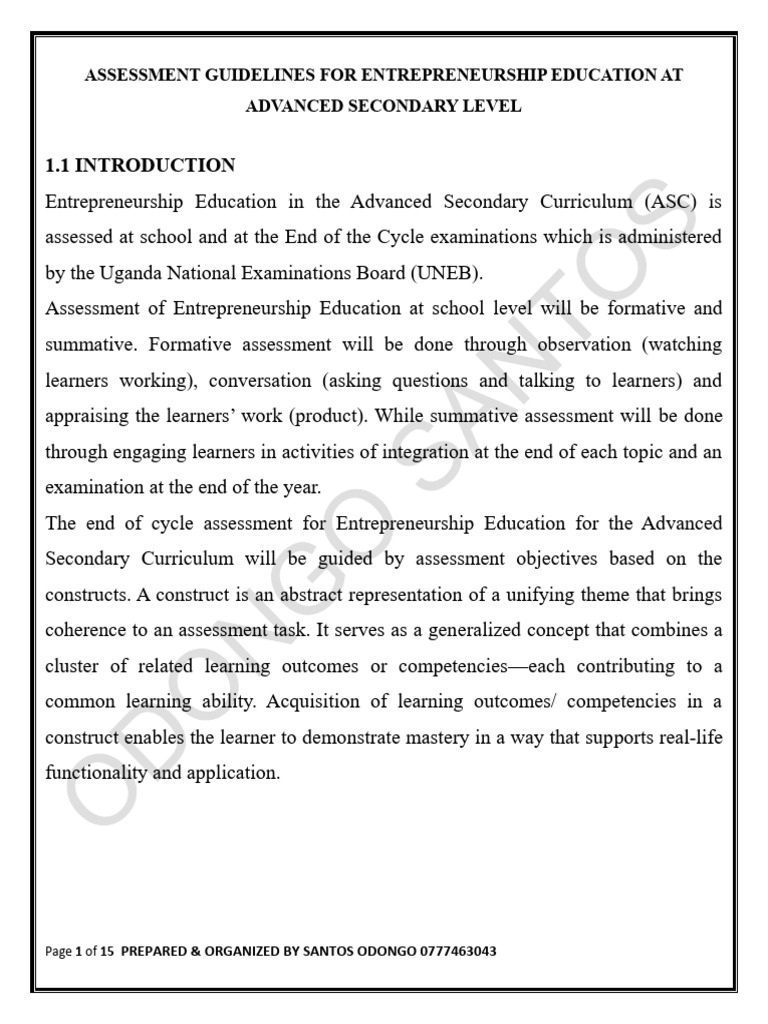 Ent A-Level Assessment Guidlines | PDF | Entrepreneurship | Value Added Tax