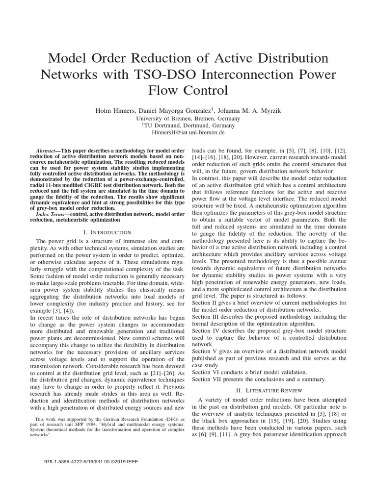 Model Order Reduction of Active Distribution Networks With TSO-DSO ...