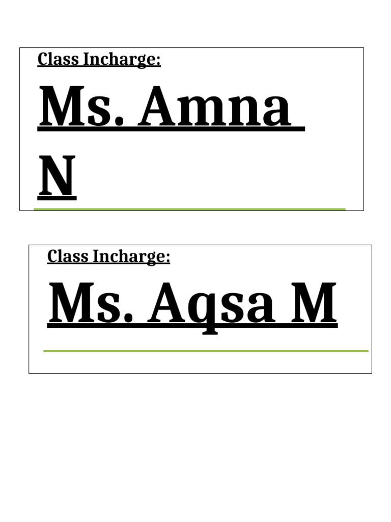 Class Incharge Tags | PDF
