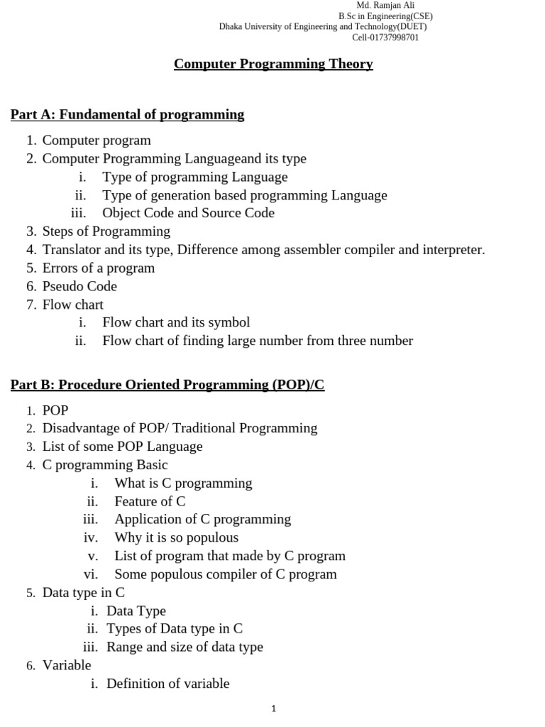 Computer Progrmming Theory | PDF | Pointer (Computer Programming ...