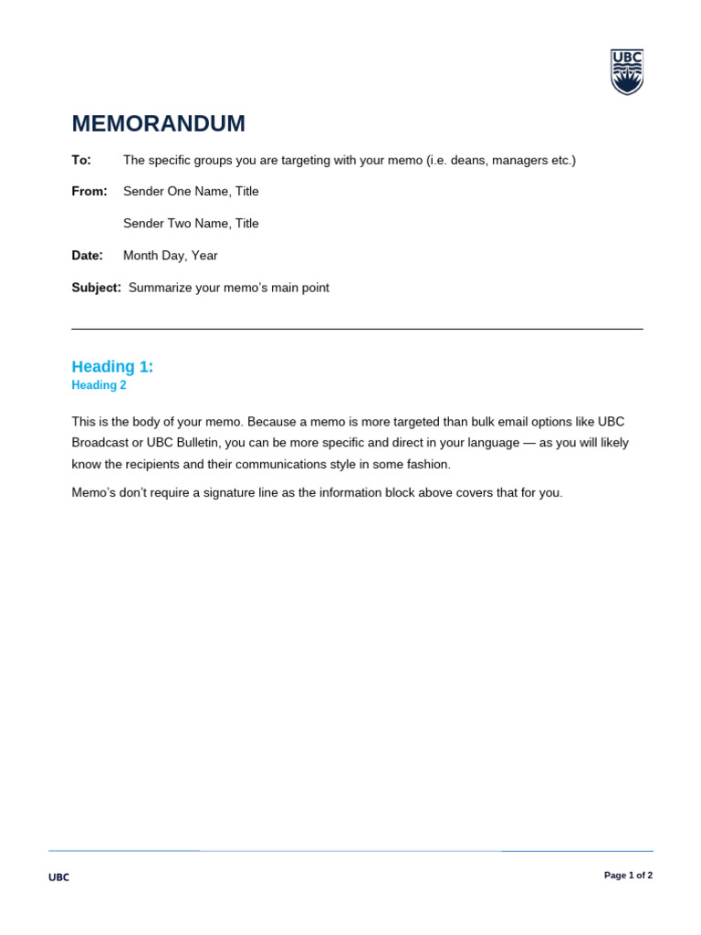 Memo Template (1) | PDF