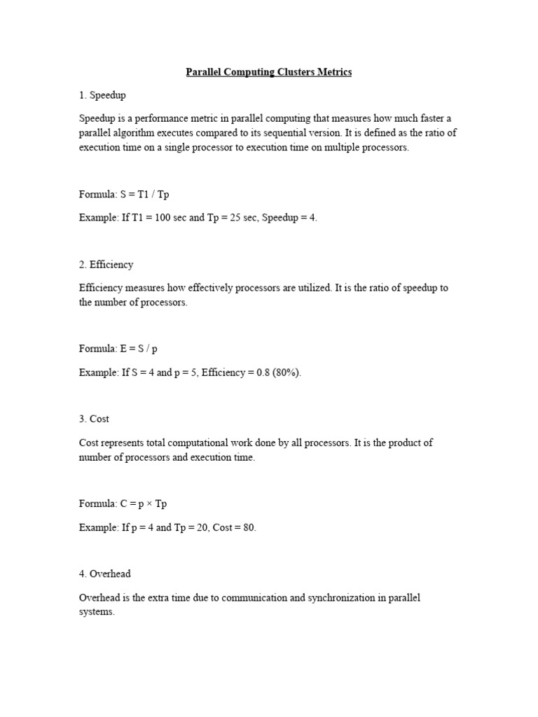 Parallel Computing Metrics | PDF | Parallel Computing | Concurrent ...