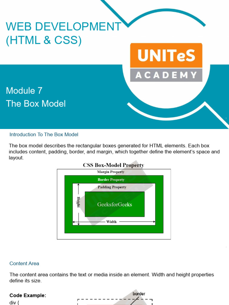 Web Development (HTML& Css) Module 7 - The Box Model | PDF
