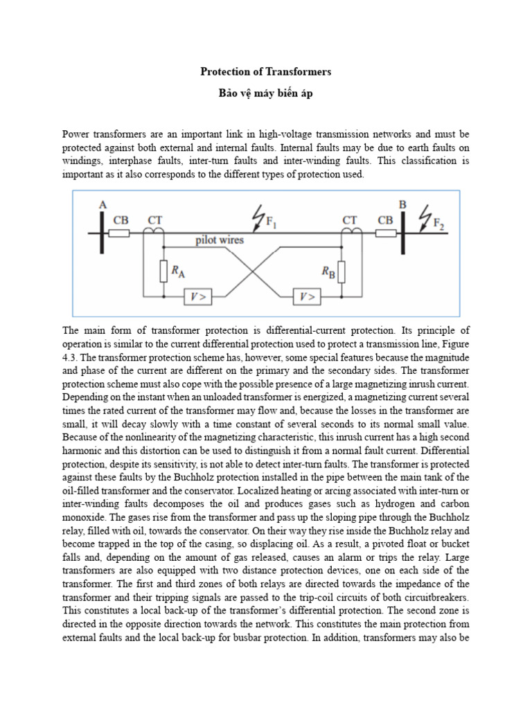 Protection of Transformers | PDF | Transformer | Relay