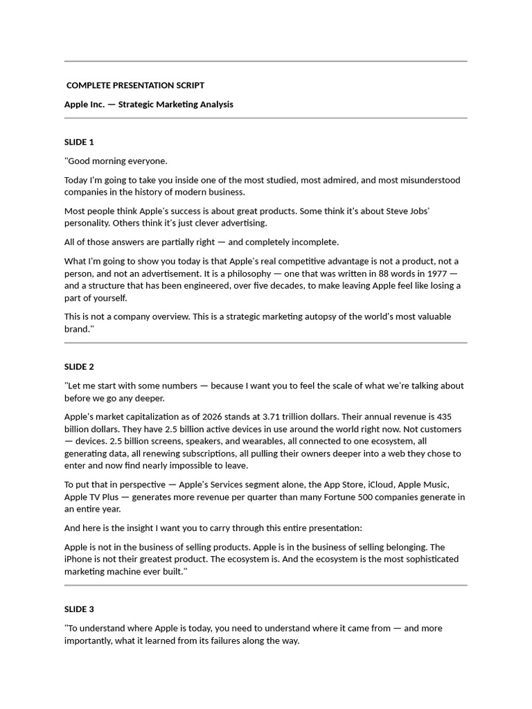 Complete Presentation Script | PDF | Apple Inc. | I Phone