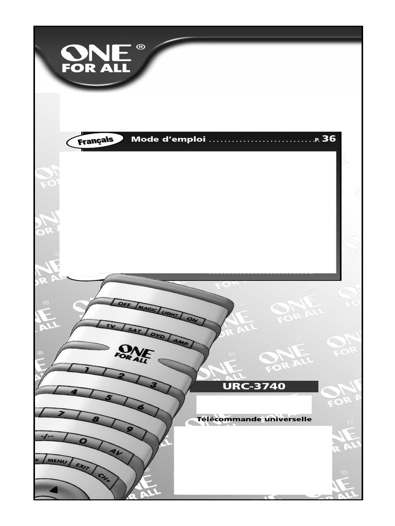 One For All URC 3740 Remote Control | PDF | Télécommande | Macro-définition