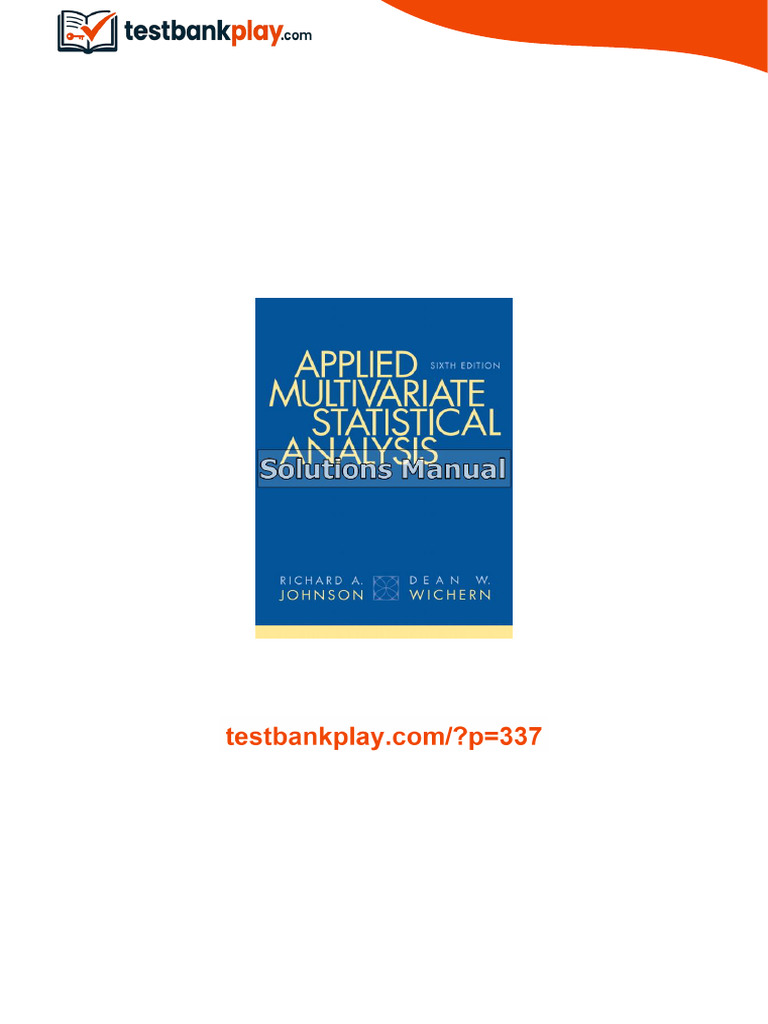 Applied Multivariate Statistical Analysis 6th Edition Johnson Solutions Manual Full Ebook ...