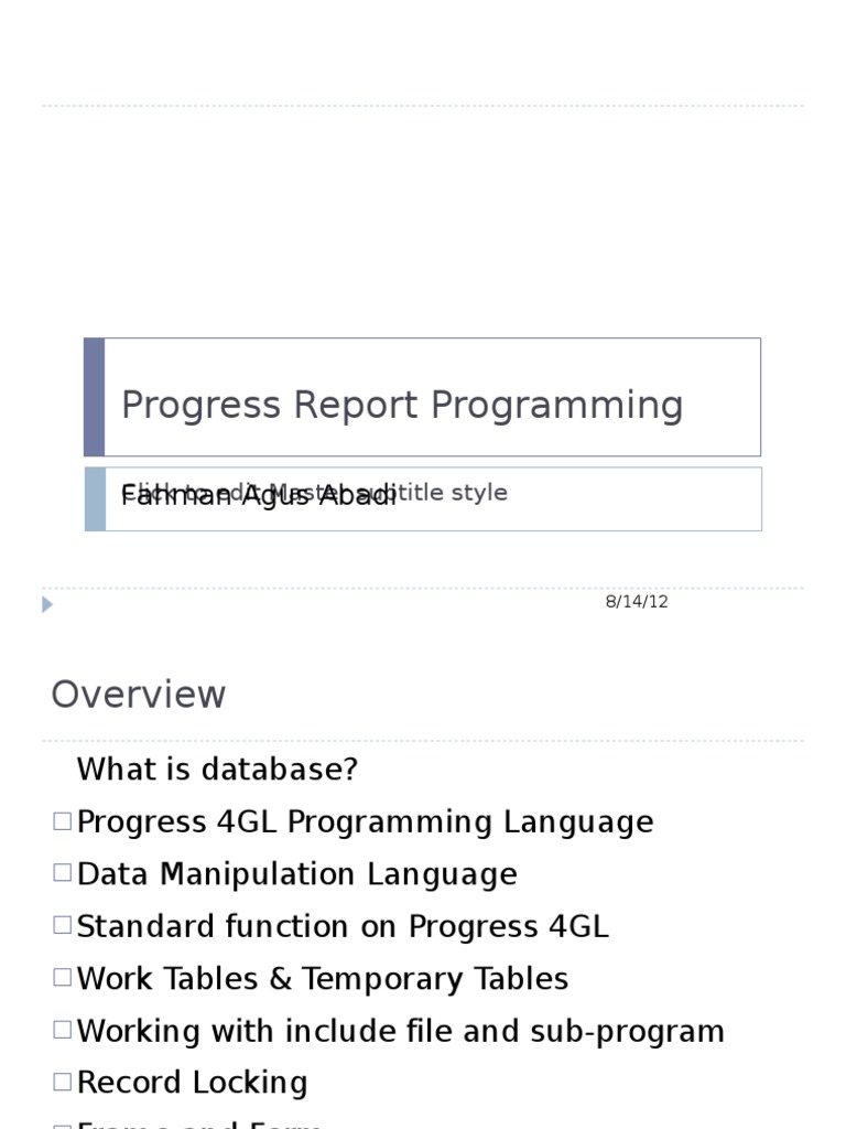 Progress 4GL Programming Overview | PDF | Database Index | Databases