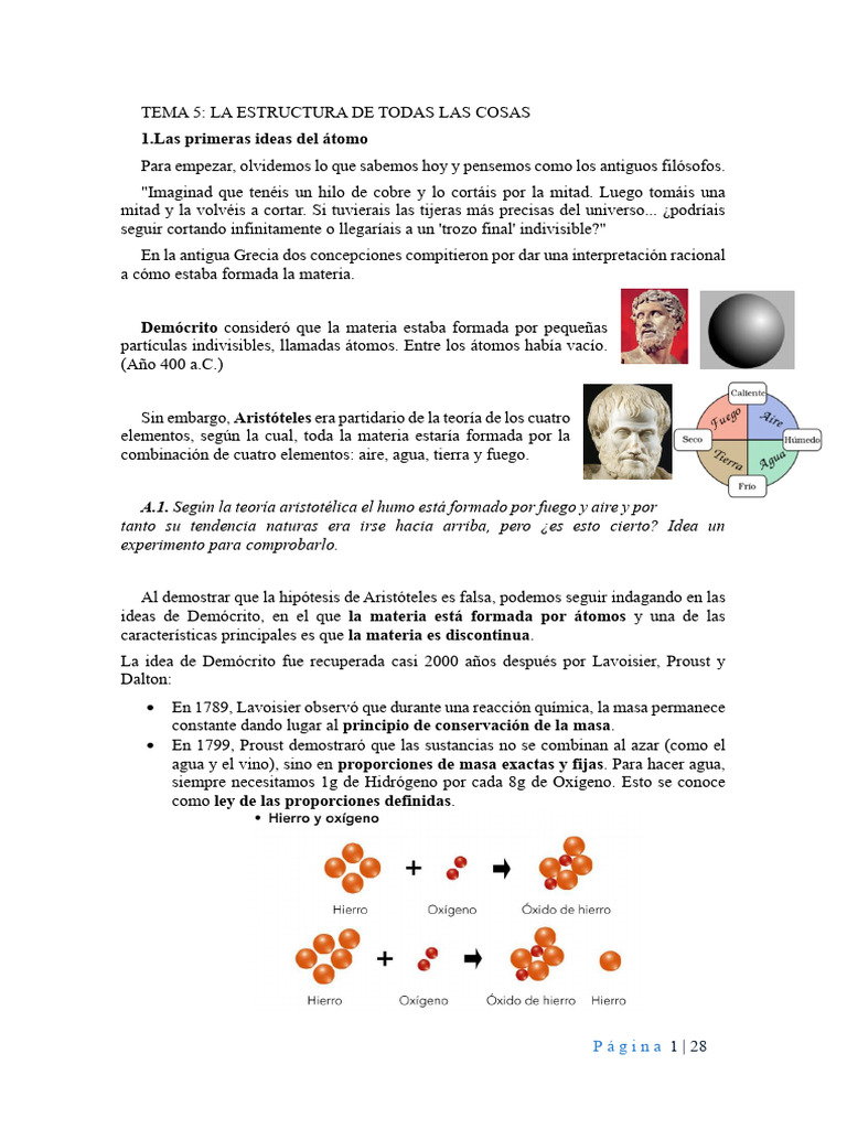 TEMA 5. La Estructura de Todas Las Cosas. | PDF | Núcleo atómico | Átomos