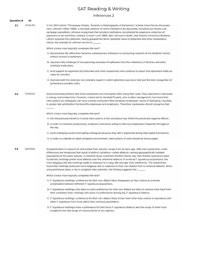 Inferences 2 | PDF
