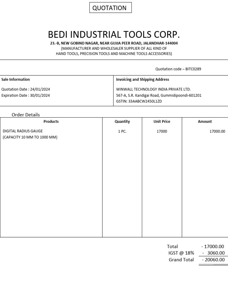 Quotation Format | PDF