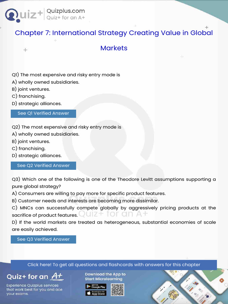 The Most Expensive and Risky Entry Mode Is | PDF | Competitive ...