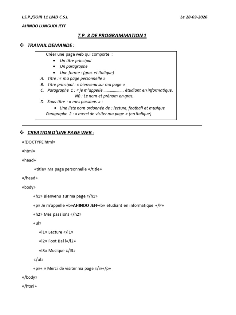 TP 3 Programmation - 085421 | PDF