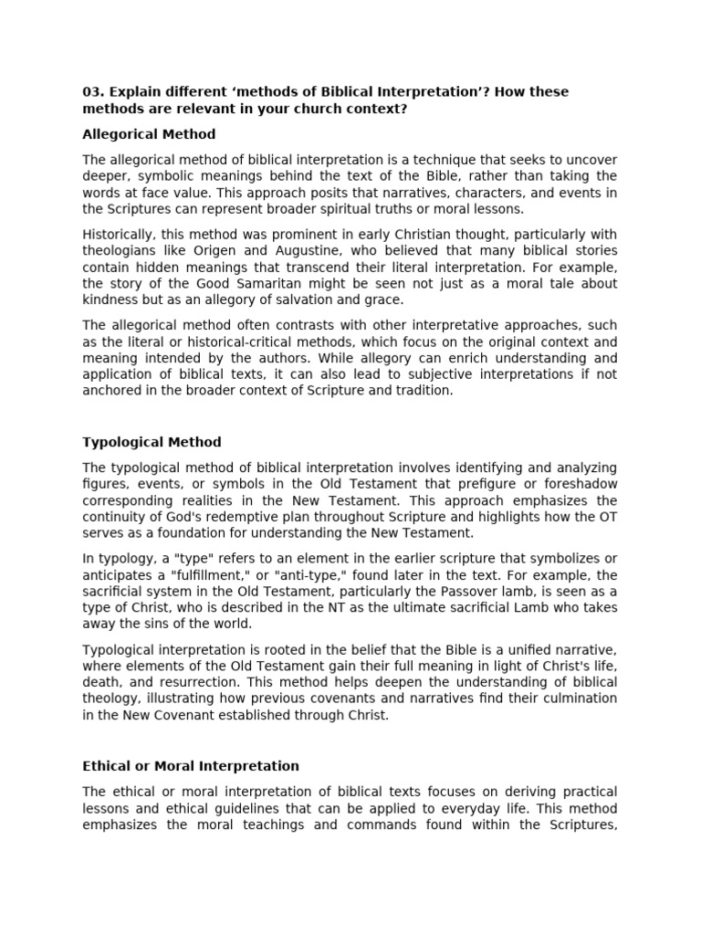 Explain Different Methods of Biblical Interpretation'? How These ...