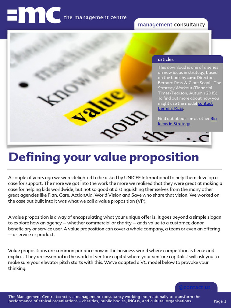 Defining Your Value Proposition | PDF