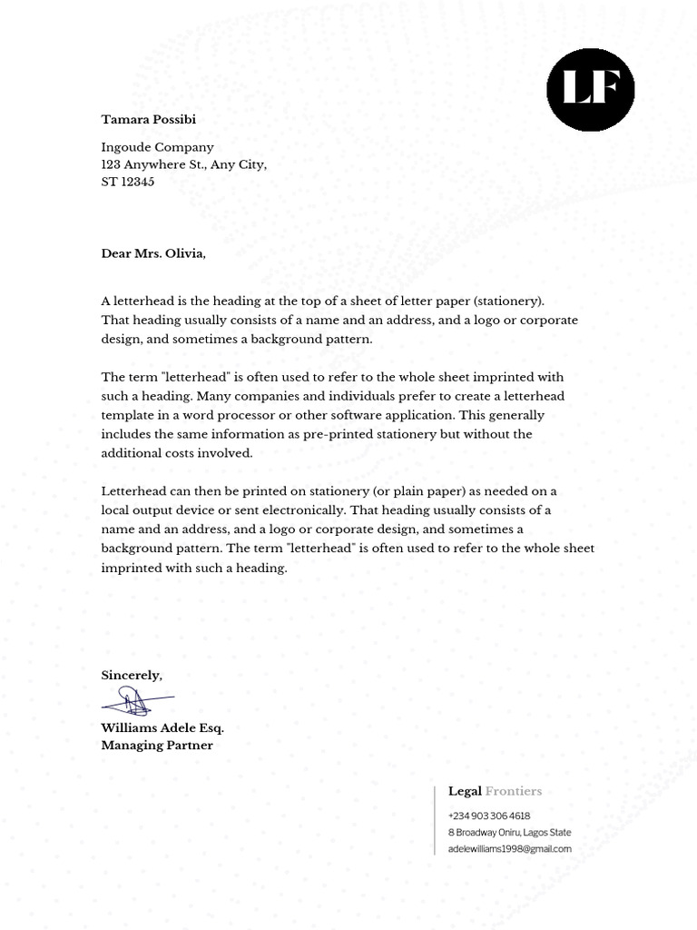 Legal Frontier Letter Head | PDF