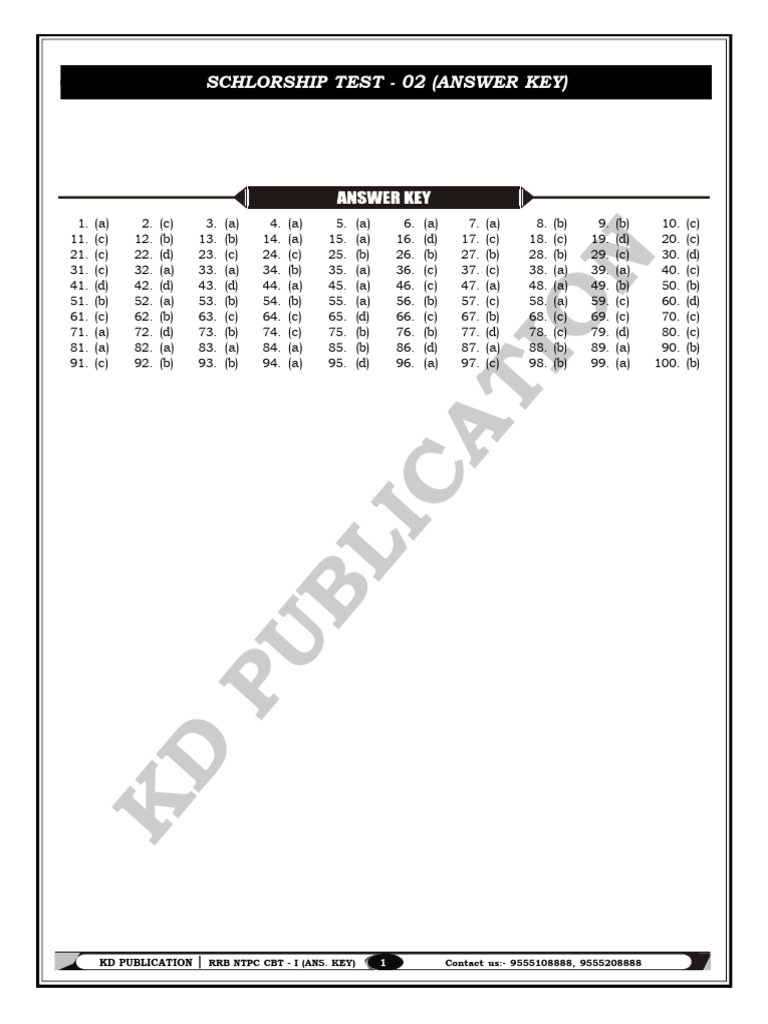 Schlorship Test - 02 Answerkey (1) | PDF