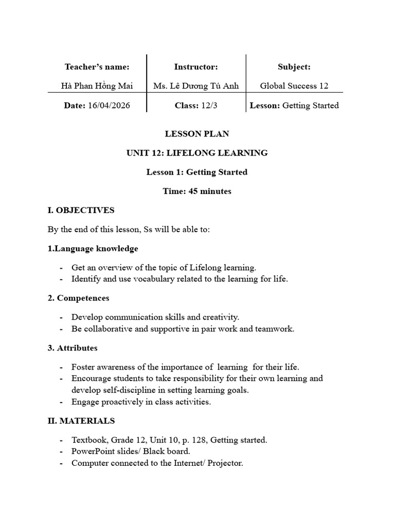 Lesson 1 | PDF | Vocabulary | Learning