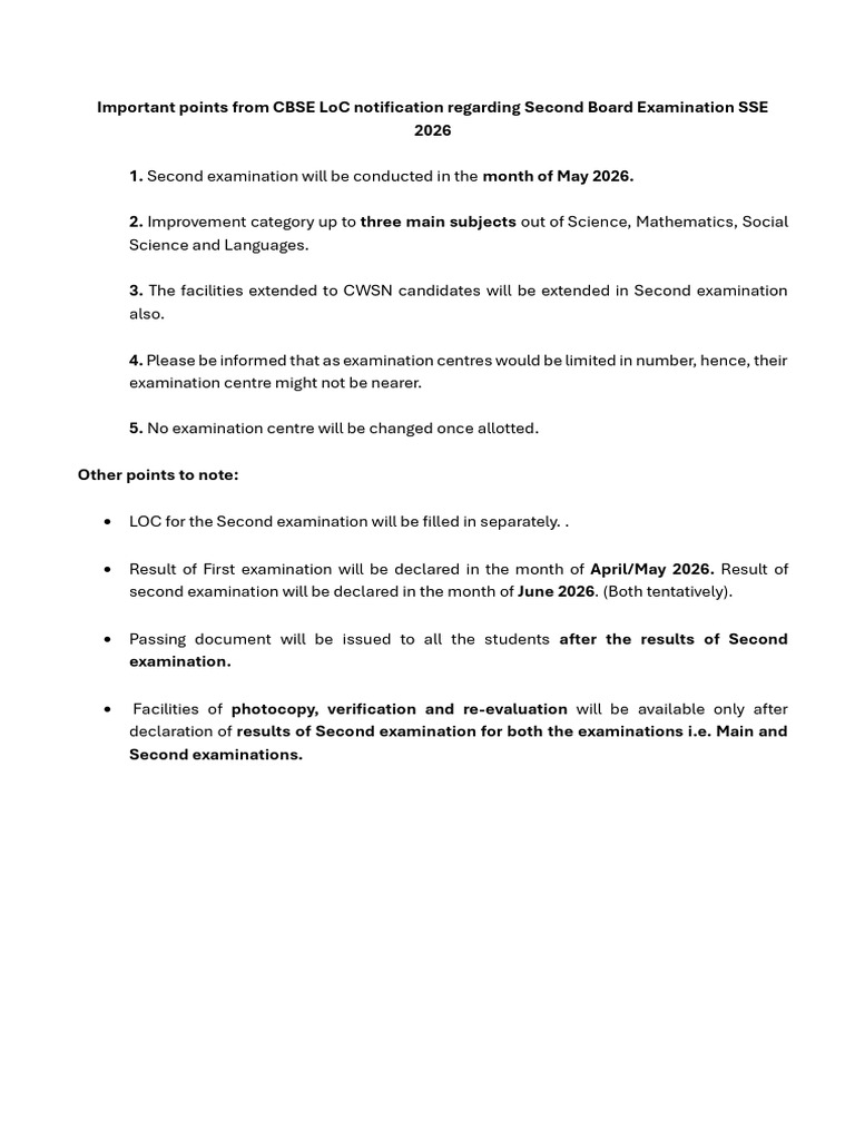 Important Points for 2nd Board 2026 | PDF