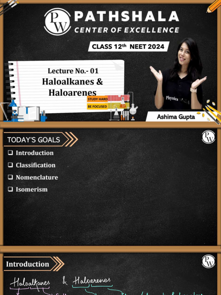 Haloalkanes Haloarenes 01 Class Notes Pathshala 12th NEET 2024 | PDF