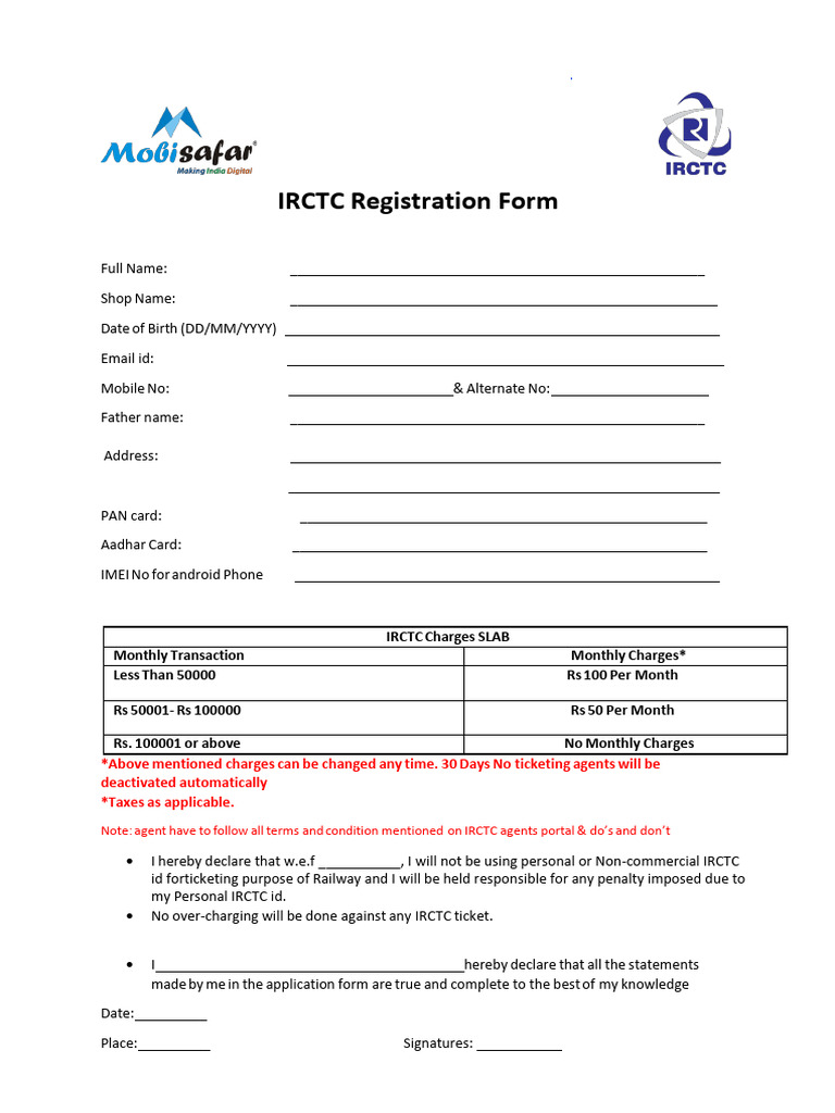 Irctc Registration Form. | PDF | Access Control