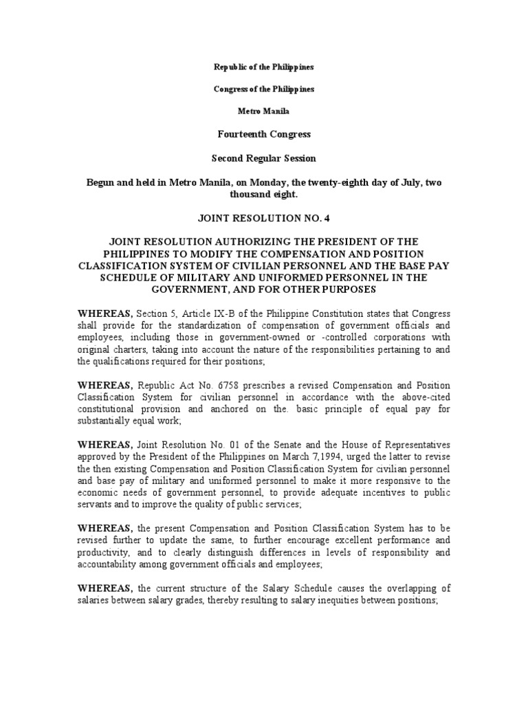 Joint Resolution 4 Inspector Employment