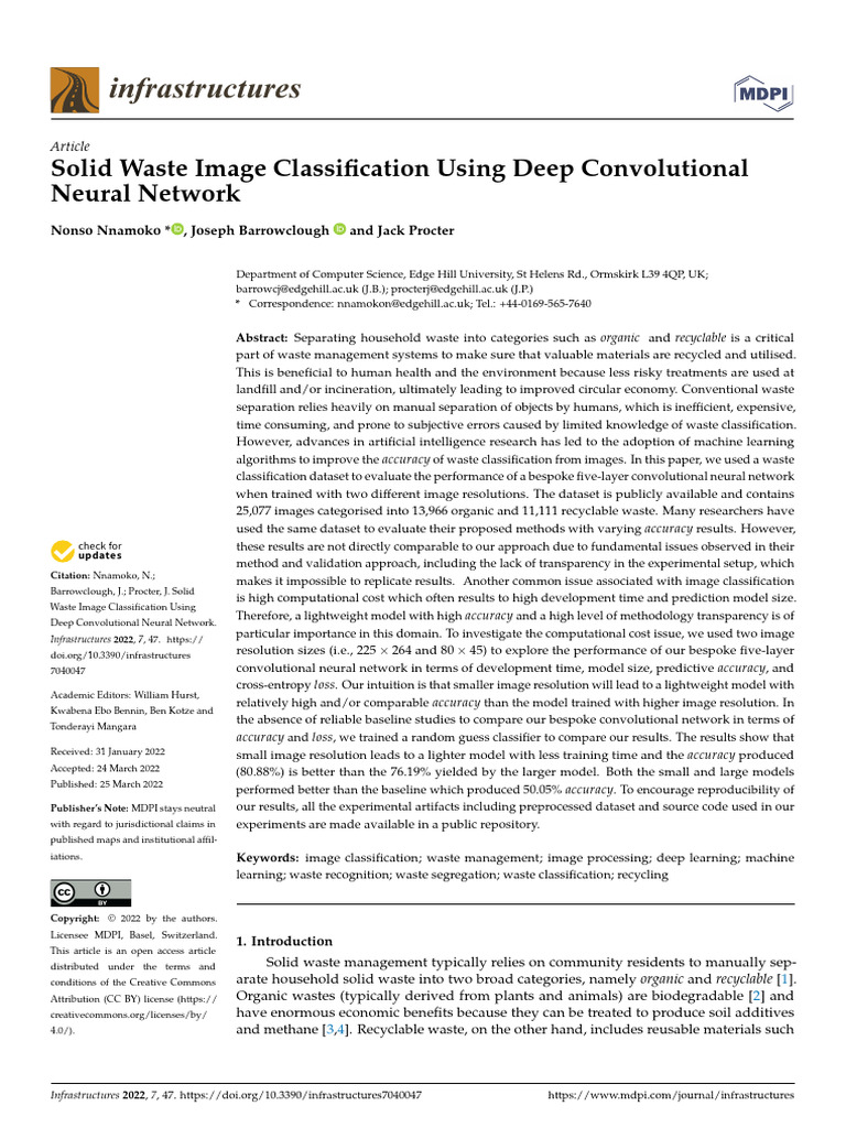 Solid Waste Image Classification Using Deep Convolutional Neural ...