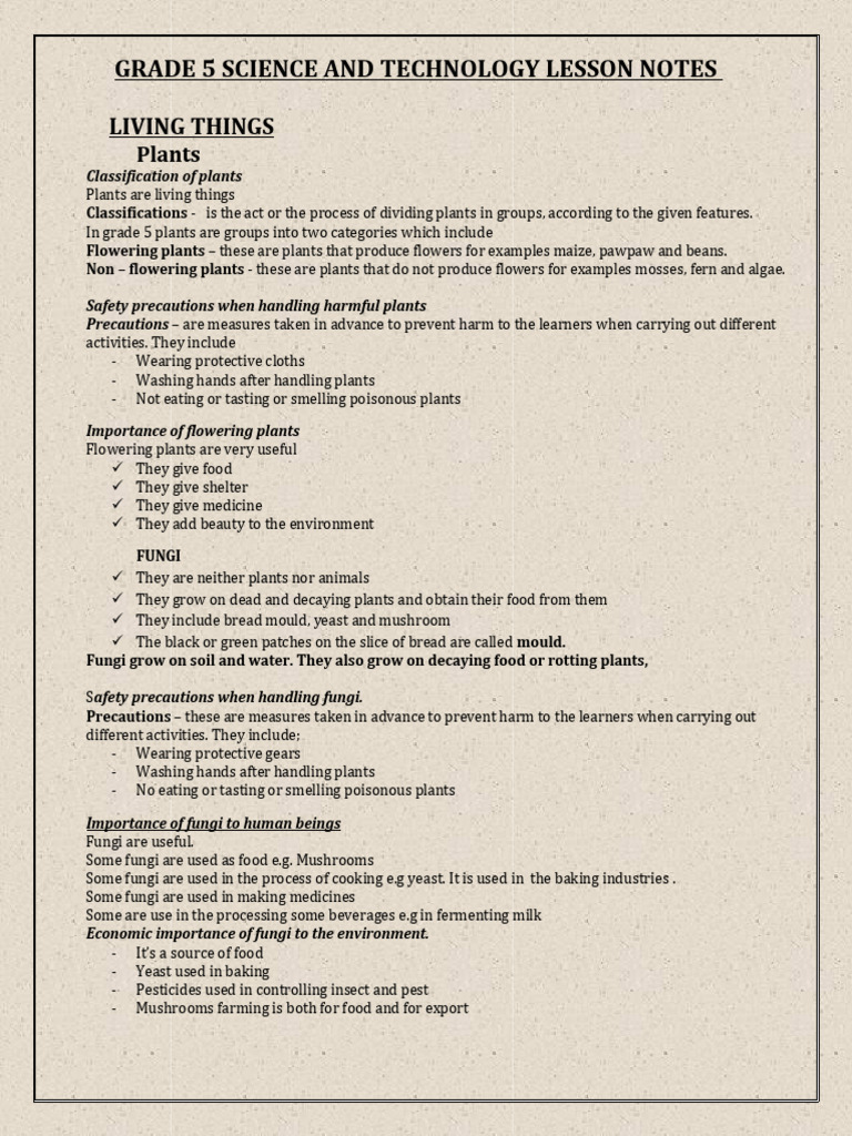 Rationalised Grade 5 Science and Technology Notes | PDF | Common Cold ...