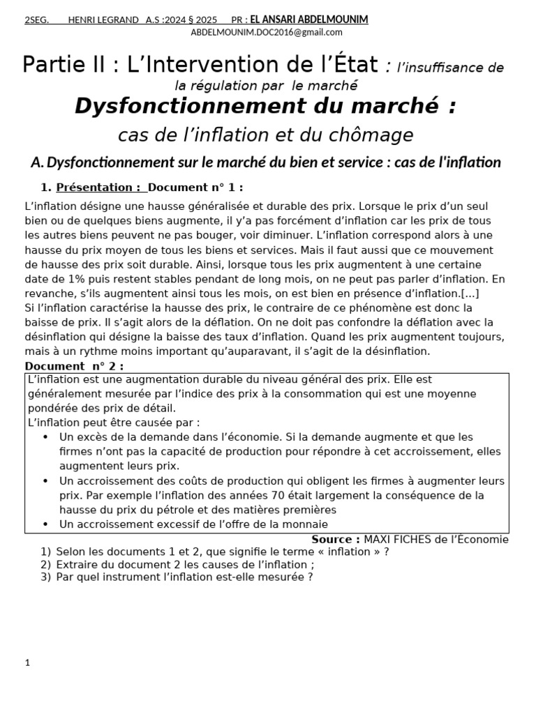 Partie II | PDF | Inflation | Chômage