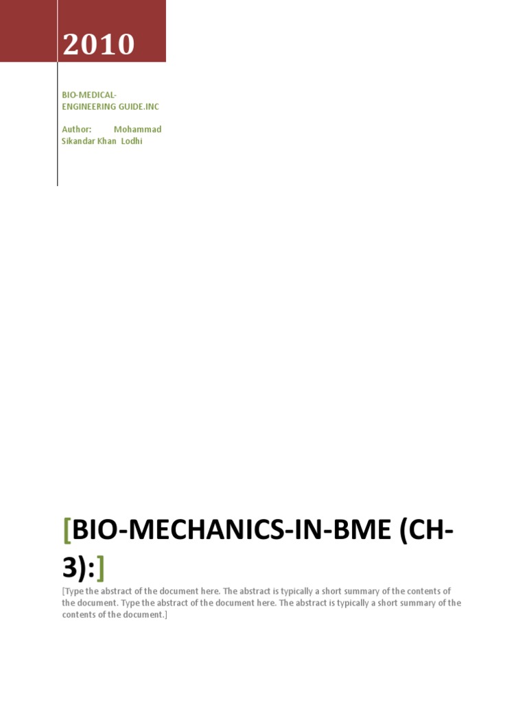 Bio-Mechanics in Biomedical Engineering | PDF | Business | Science ...