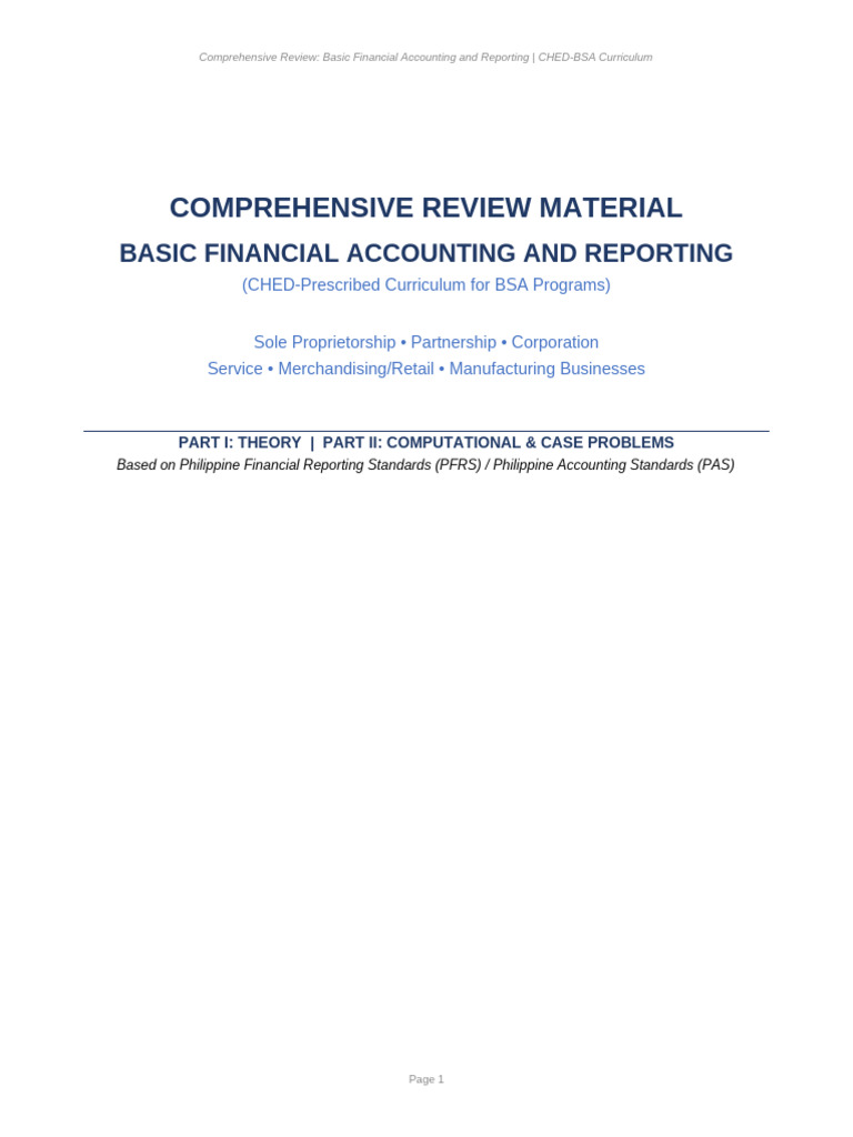 Comprehensive Review Basic Financial Accounting and Reporting | PDF ...