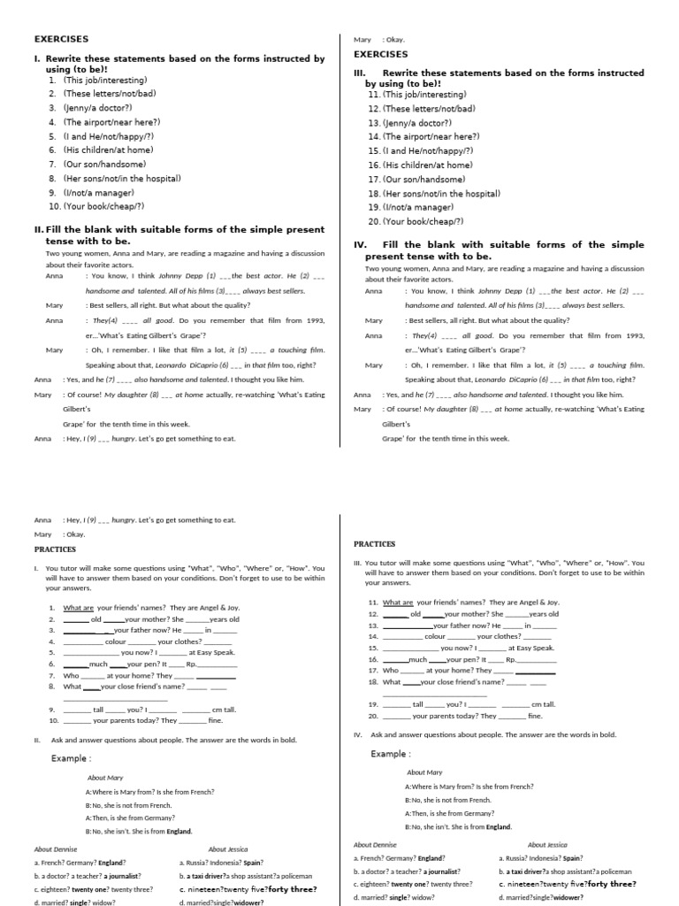 Exercises Level 1 | PDF