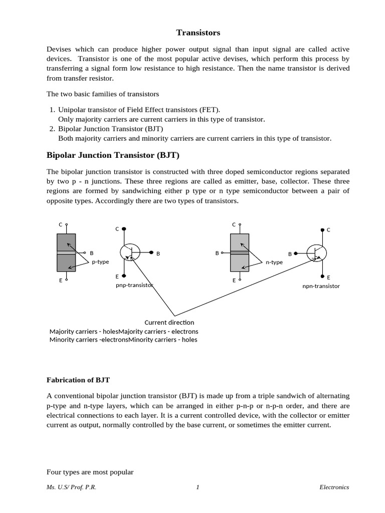 Transistor and Bjt Notes | PDF | Bipolar Junction Transistor | Transistor