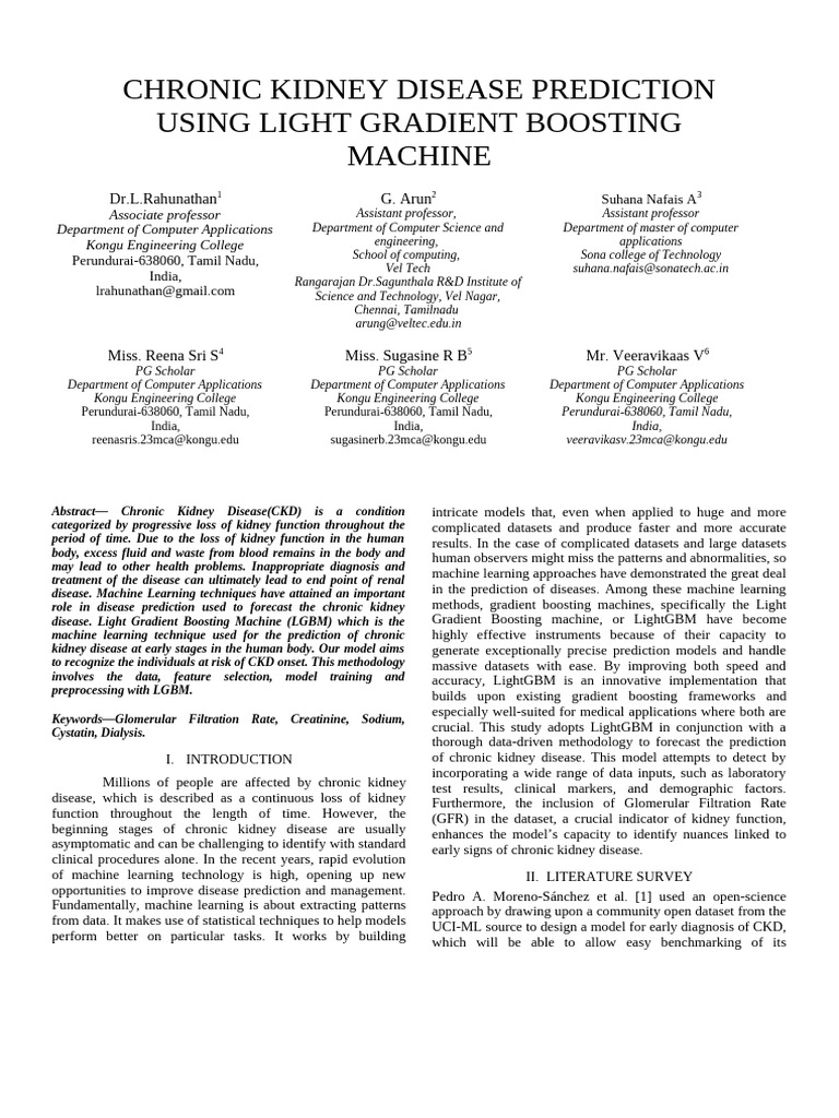 Chronic Kidney Disease Research Paper | PDF | Chronic Kidney Disease ...