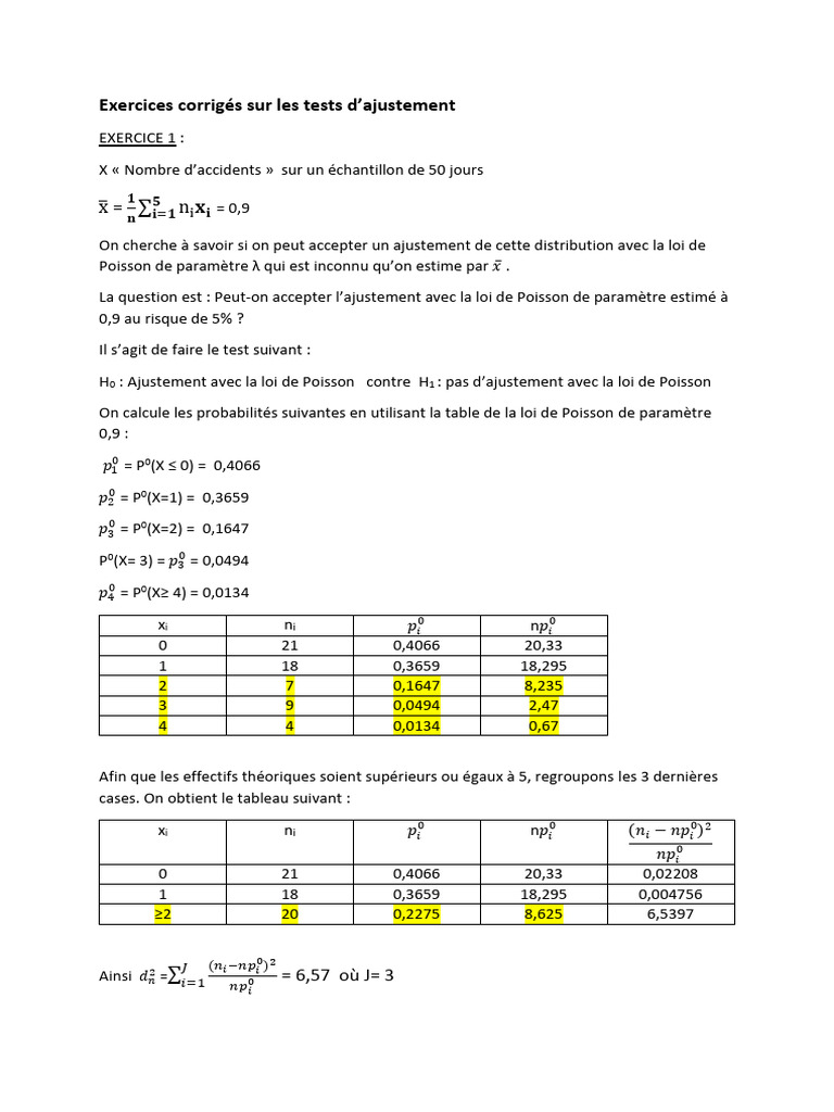 Exercices Sur Les Tests D_ajustement | PDF