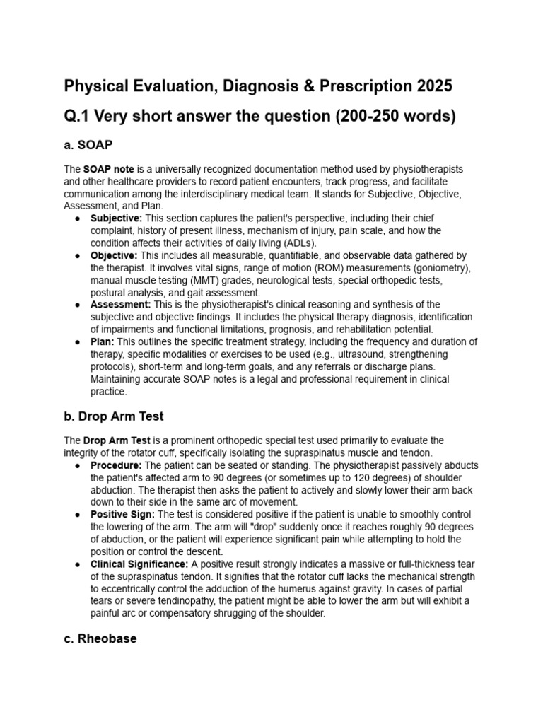 Physical Evaluation Diagnosis & Prescription 2025. | PDF | Physical ...