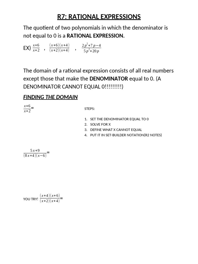 R.7 Rational Expressions | PDF
