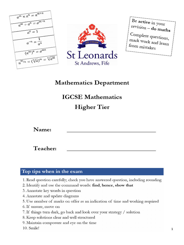 00_Course_booklet_IGCSE maths ib igcse upload | PDF | Area | Angle