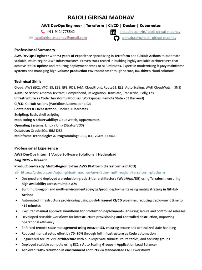 Rajoli Girisai Madhav 3years Aws Devops | PDF | Information Technology ...