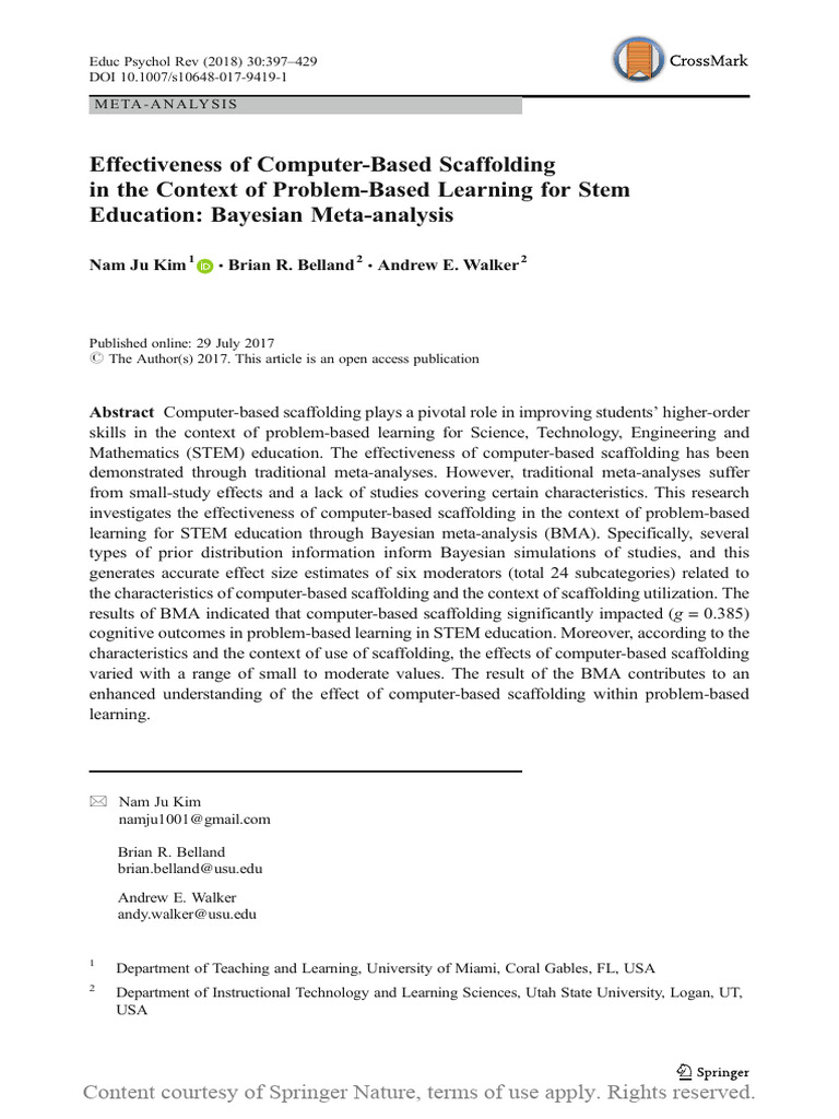 9 Effectiveness of Computer-Based Scaffolding in The | PDF | Meta ...