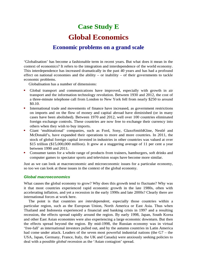 Case Study E | PDF | Recession | Globalization
