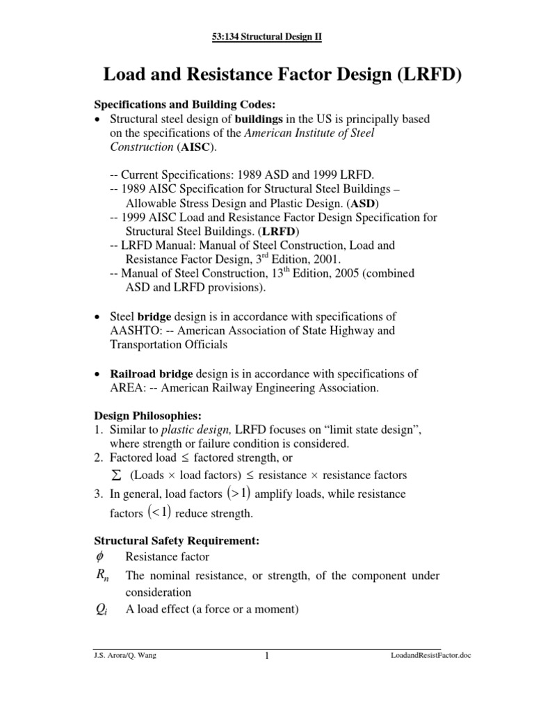 Load and Resist Factor | PDF | Structural Load | Strength Of Materials