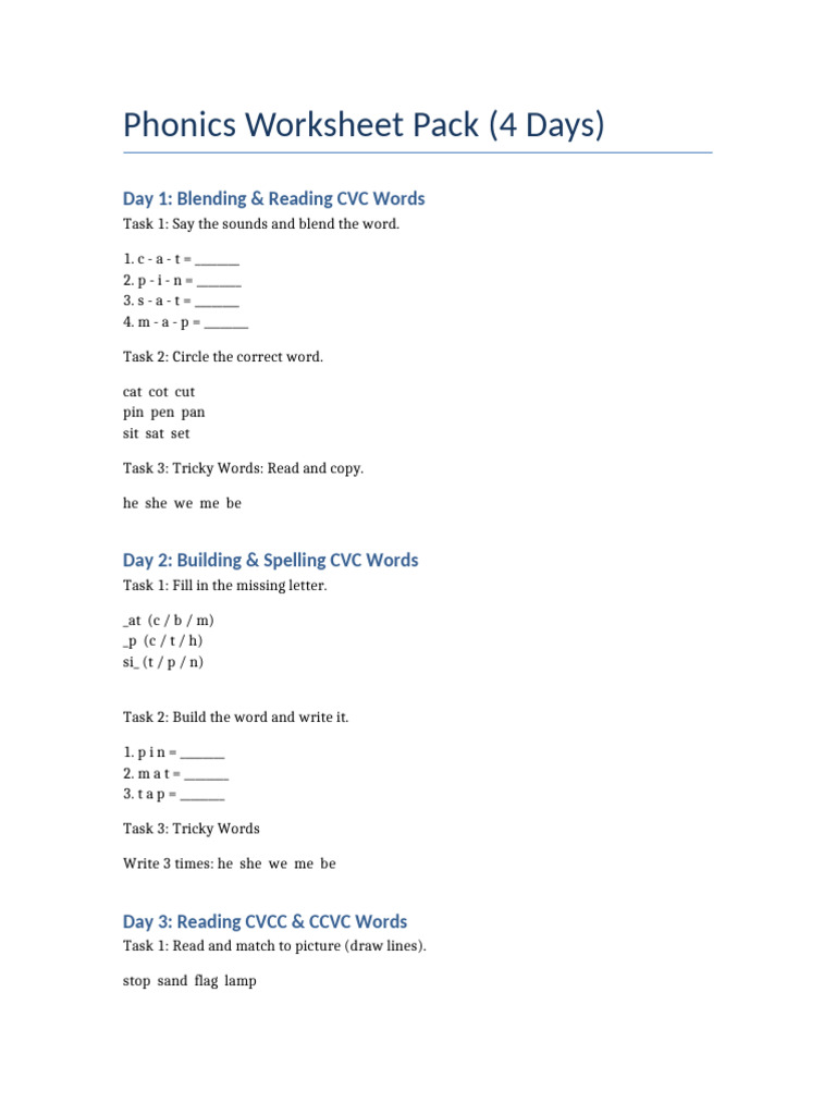 Phonics Worksheet Pack (1) | PDF
