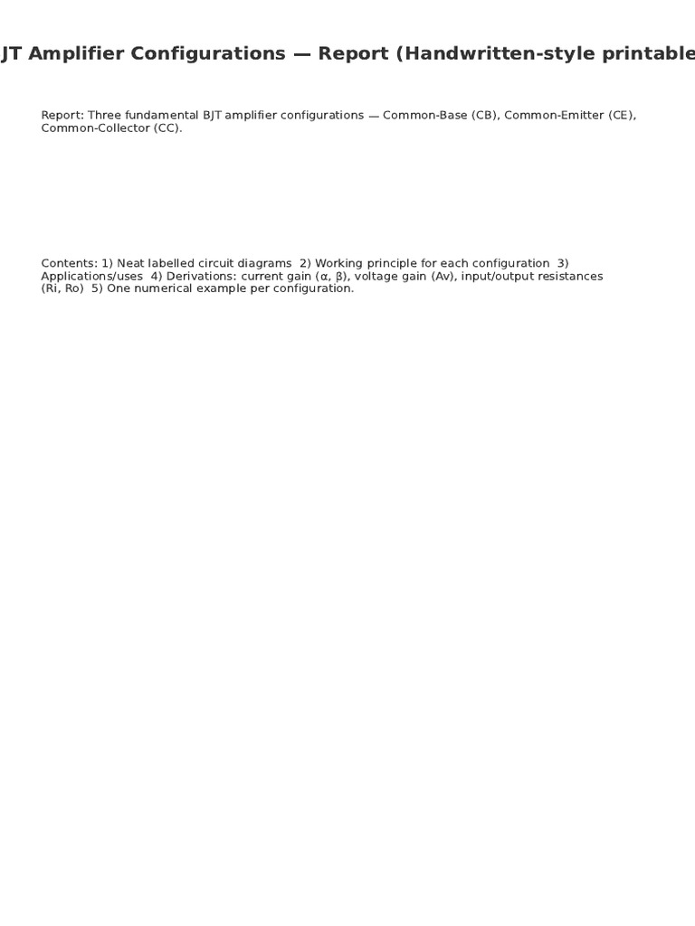 BJT_amplifiers_report | PDF | Amplifier | Bipolar Junction Transistor
