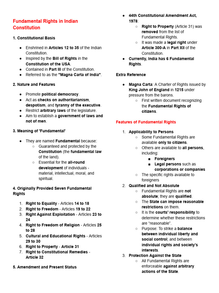 Fundamental Rights | PDF | Rule Of Law | Constitution