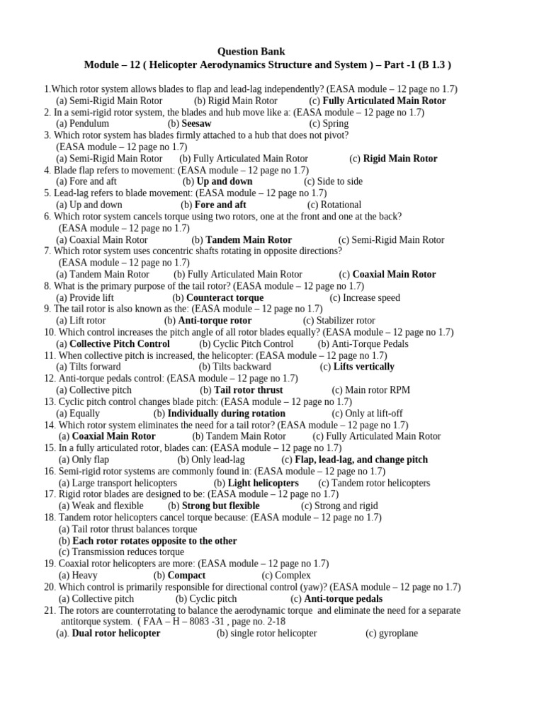Module -12 Question Bank - Part 1 | PDF | Helicopter Rotor | Helicopter