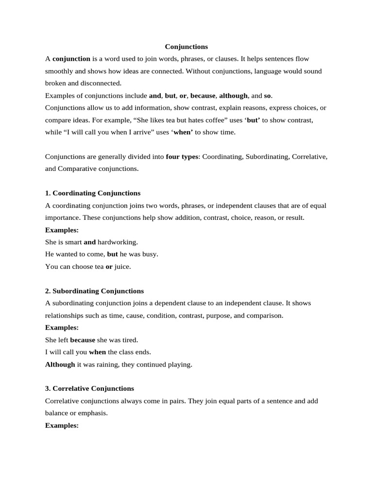 Conjunctions and Its Types | PDF