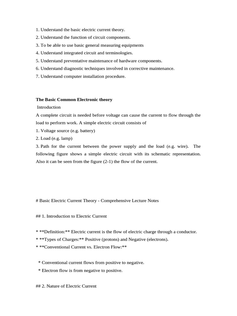 Understand the Basic Electric Current Theory | PDF | Electric Current ...